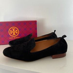 Tory Burch Black Moccasin Loafers.